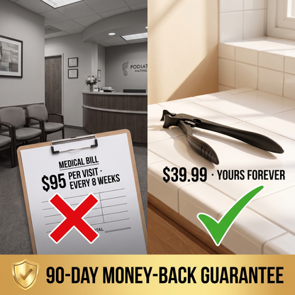 SteadyClip vs podiatrist visits — $39.99 once with 90-day money-back guarantee