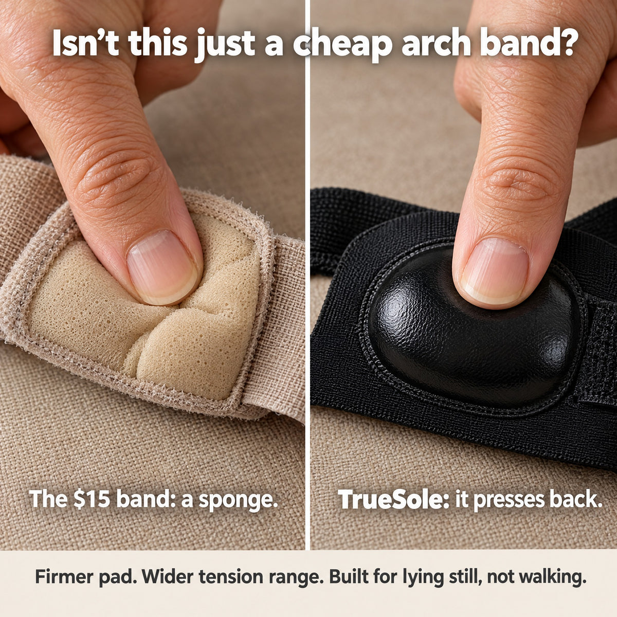 Isn't this just a cheap arch band? Sponge pad vs. the firm TrueSole pad