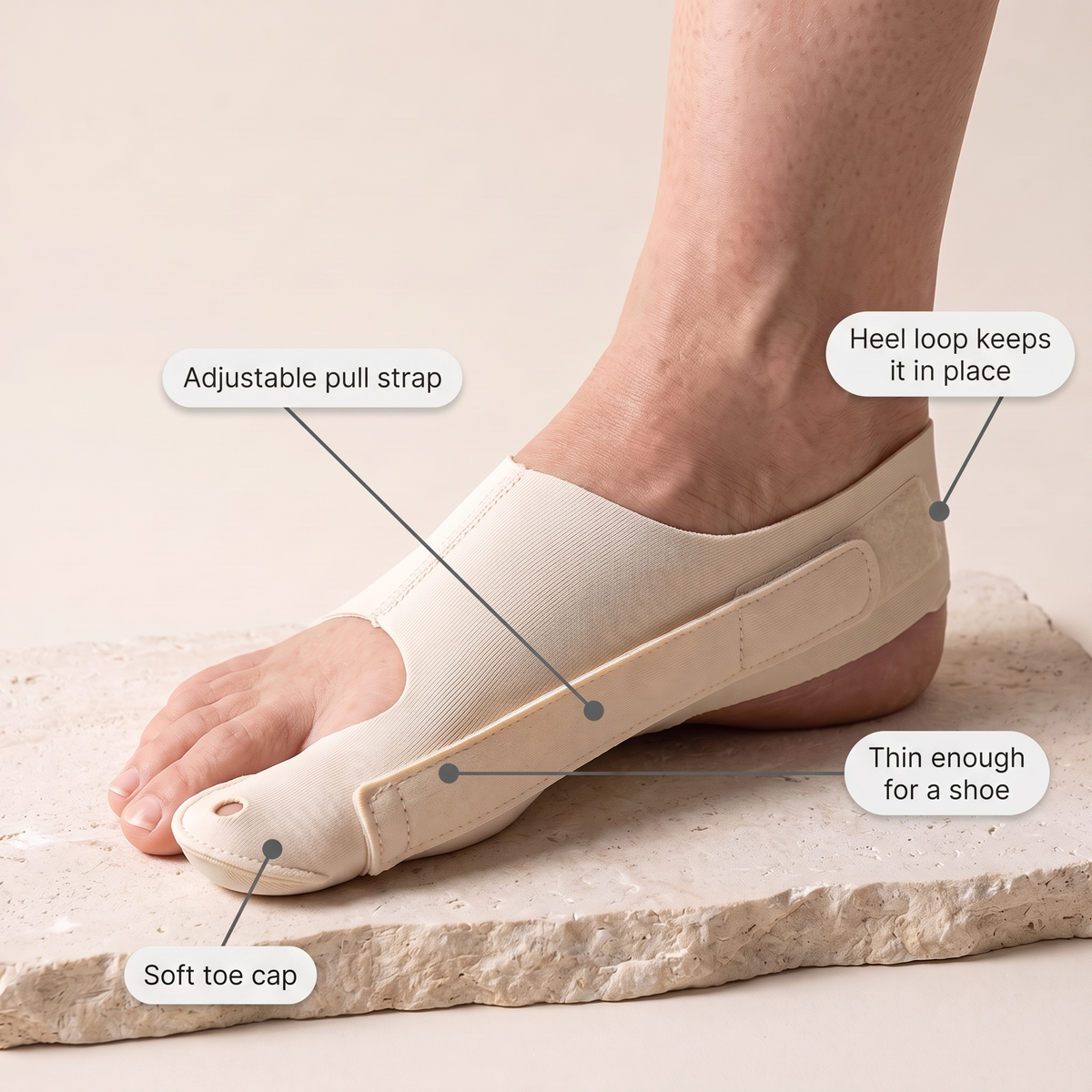 TrueToe strap with parts labeled