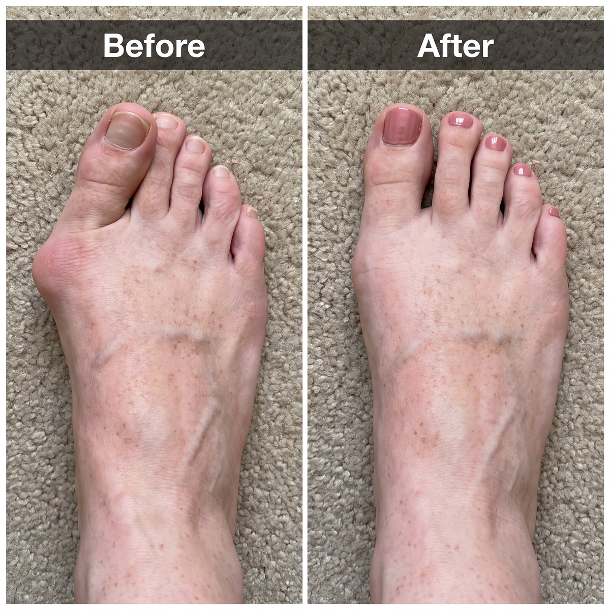 Before and after wearing the strap